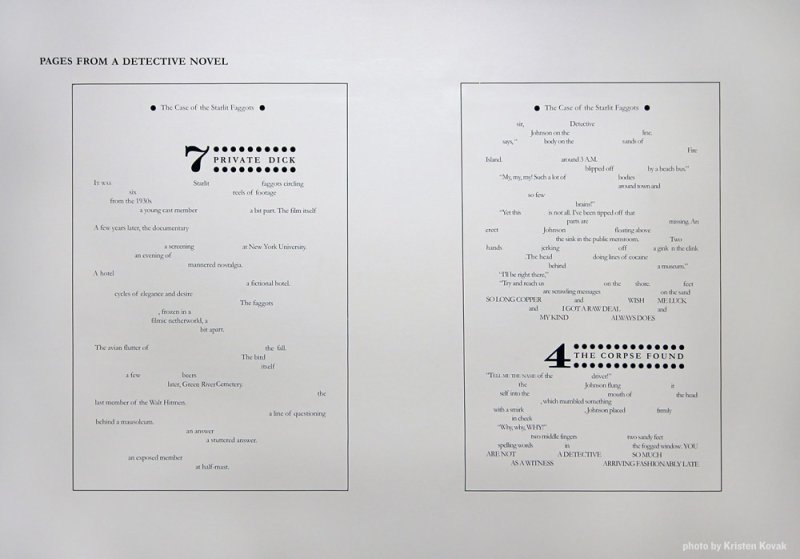 Two pages of a novel, titled "The Case of the Starlight Faggots," with text and numbers on a white background.